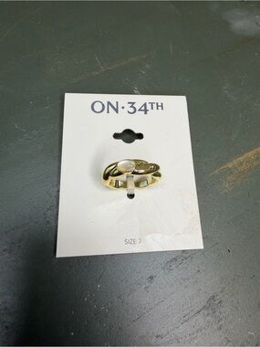 On 34th Gold-Tone Pearl Accent Women's Ring - Size 7